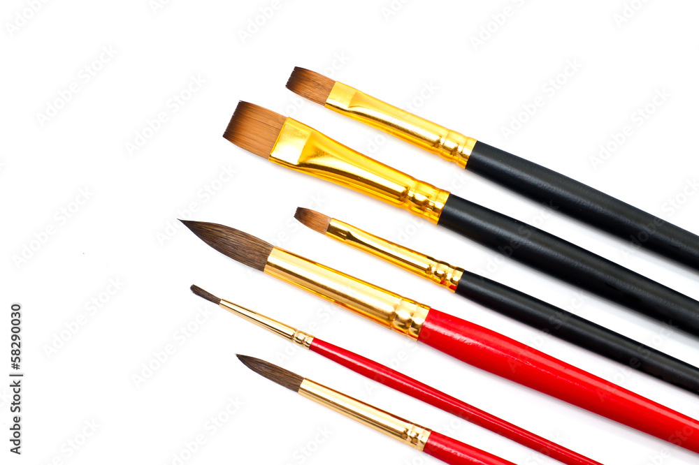 Close view of some different paintbrushes