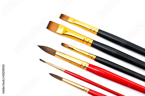 Close view of some different paintbrushes