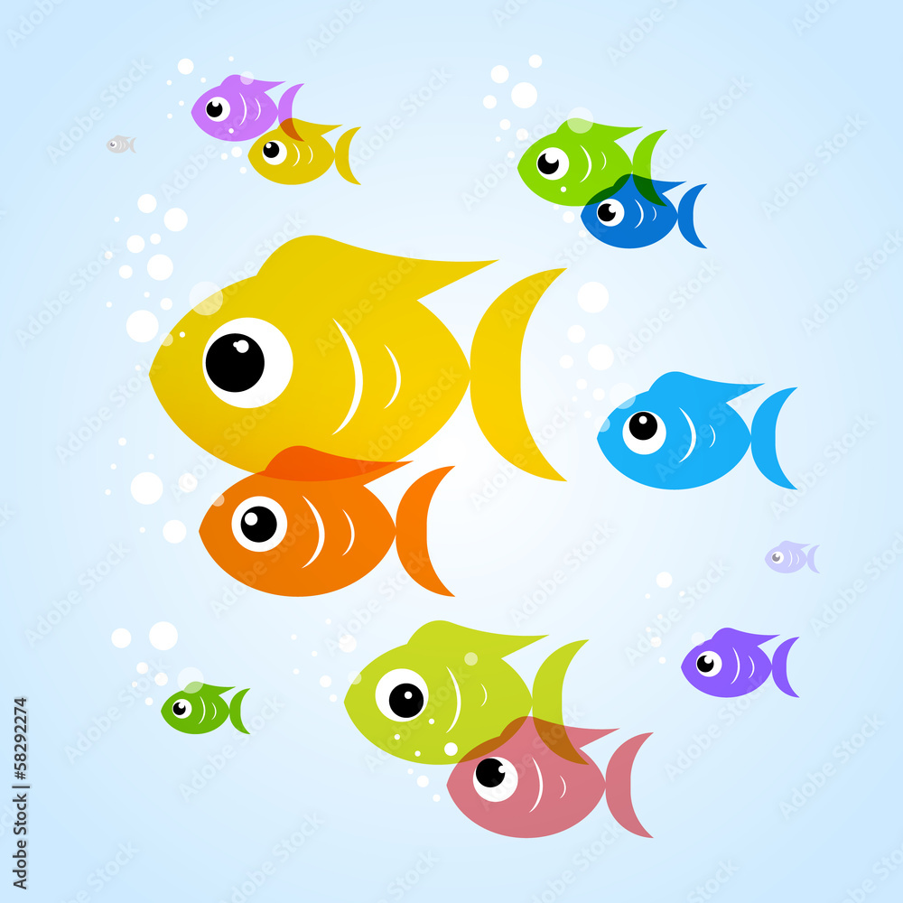 Colorful fish in blue water Colorful fish in blue water
