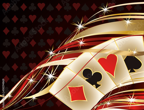 Casino banner with poker cards, vector illustration