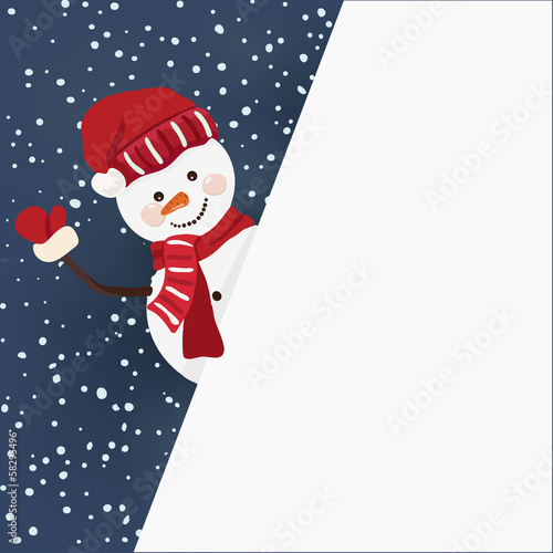 Snowman holding for a banner in vector © nikolya