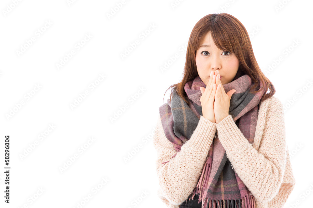 fashionable young asian woman on white background fashionable young asian woman on white background
