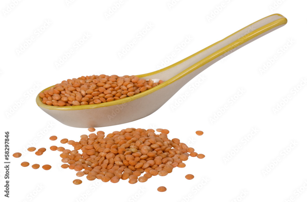 Close-up of red lentils in a spoon Close-up of red lentils in a spoon