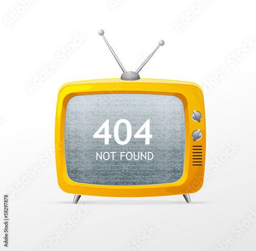 Tv retro cartoon style 404 error concept