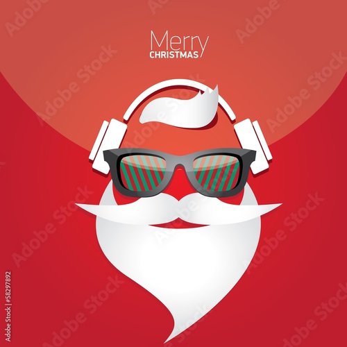 Vector Hipster santa poster for party or greeting card.