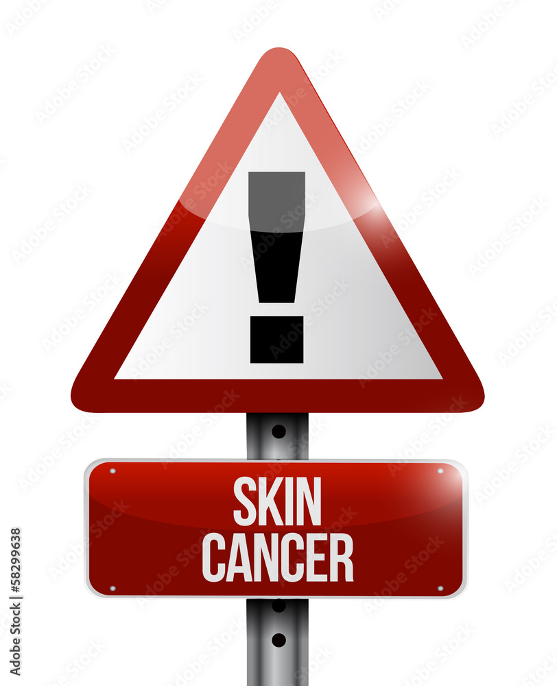 skin cancer warning road sign illustration skin cancer warning road sign illustration