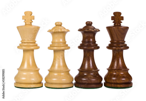 Canvas Print Close-up of a king and a queen chess pieces