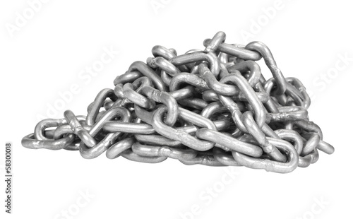 Close-up of a heap of metal chain