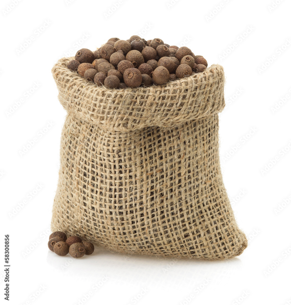 allspice in bag on white allspice in bag on white