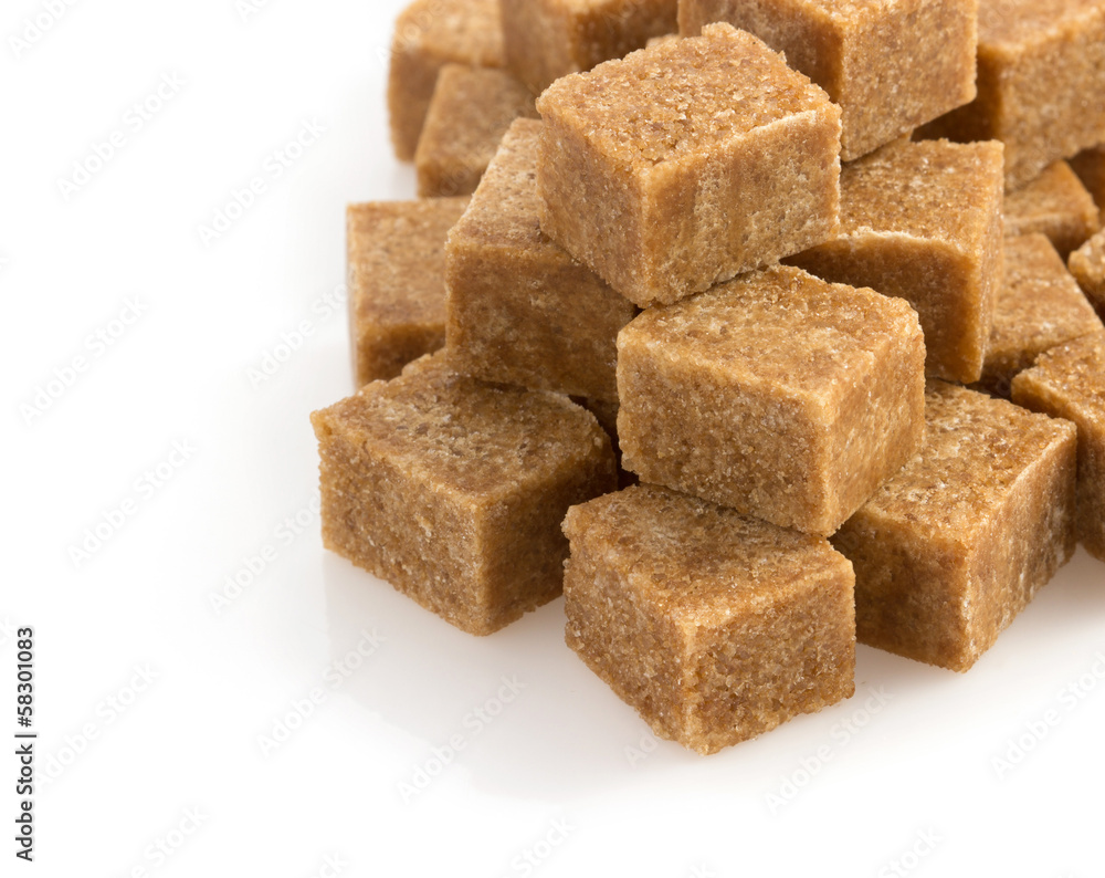 brown sugar cubes on white brown sugar cubes on white