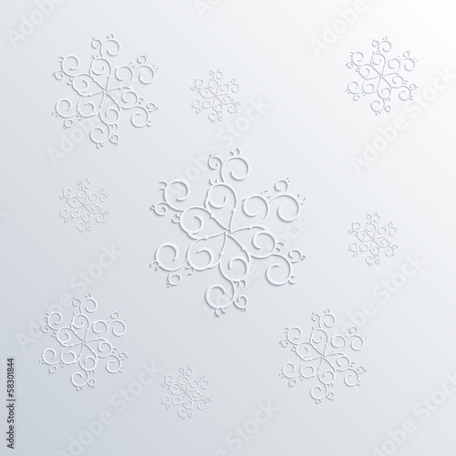 White snowflakes on grey background