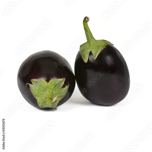 Close-up of two eggplants