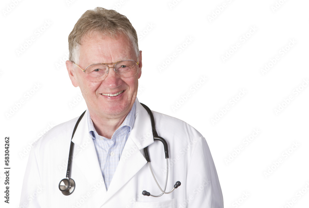 Confident senior doctor isolated on white Confident senior doctor isolated on white