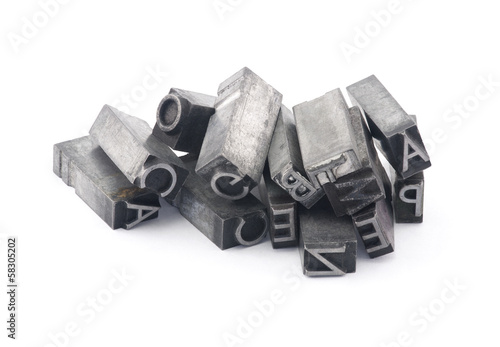 Φωτογραφία Metal letterpress printing blocks with clipping path