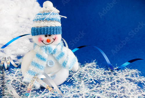 Christmas decorations on a blue background photo