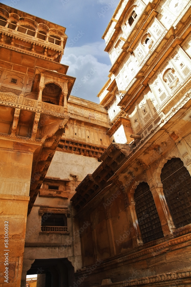 Architectural detail of a fort, Jaisalmer Fort, Jaisalmer, Rajasthan, India