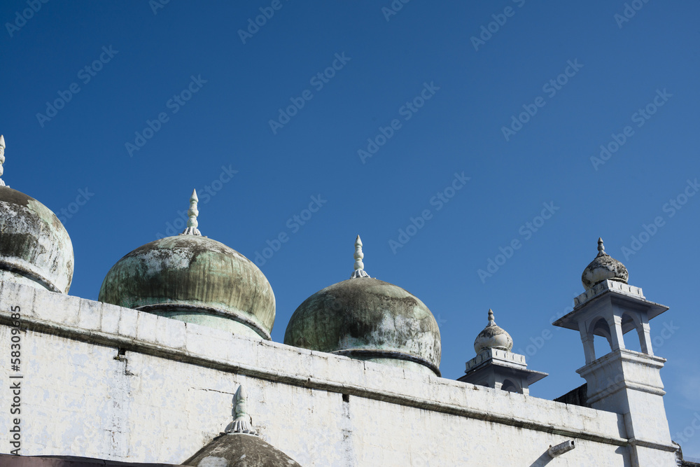 Low angle view of domes of a mosque, Pushkar, Ajmer, Rajasthan, India