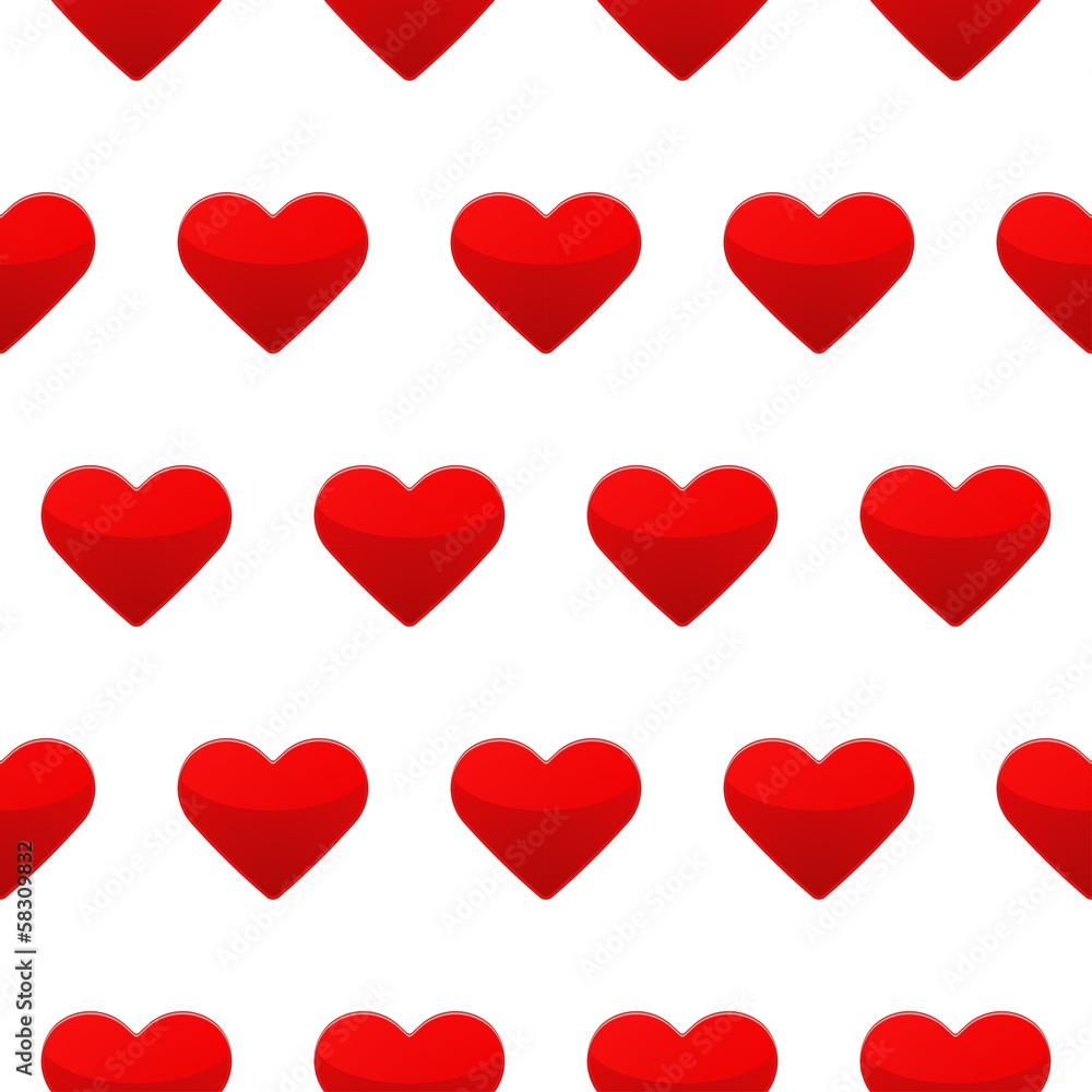Red heart seamless pattern white background Red heart seamless pattern white background