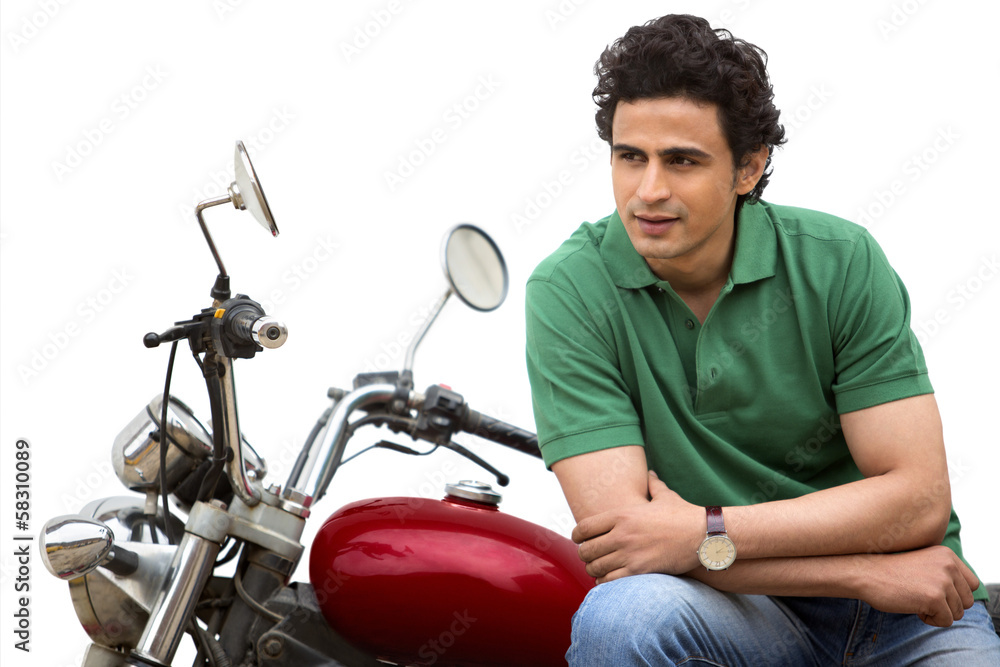 Man sitting on a motorcycle