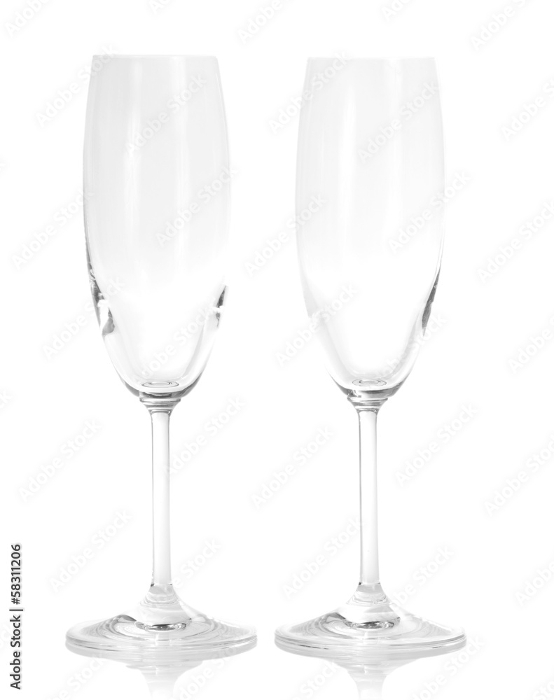 Two empty champagne glasses