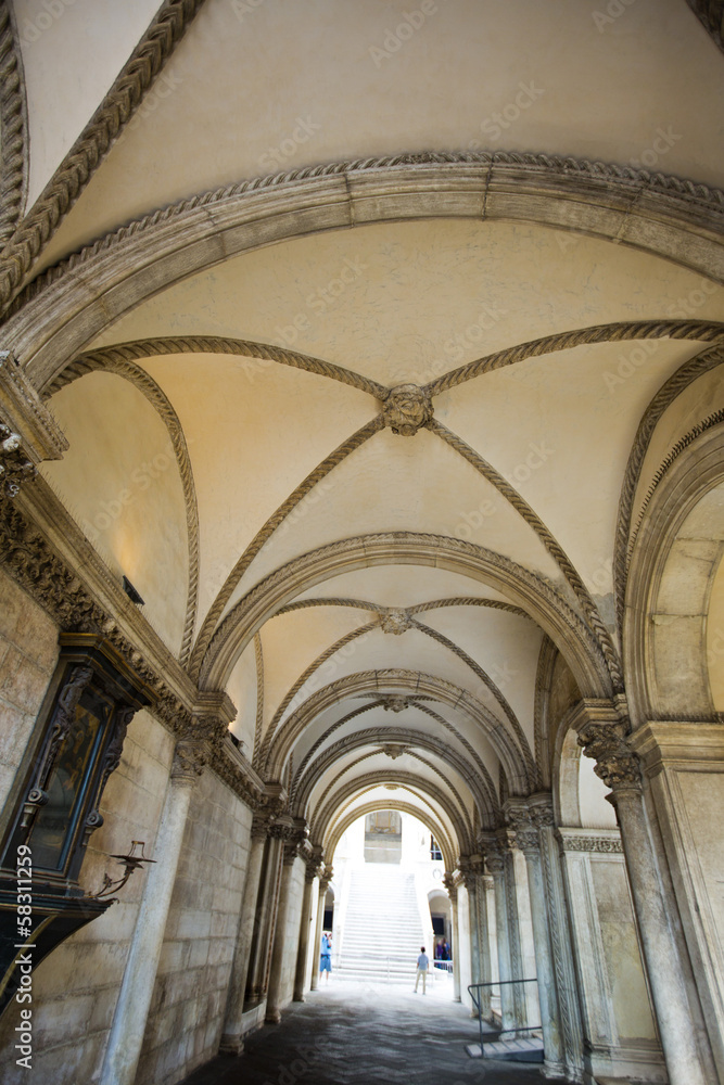 Interiors of a corridor, Doge's Palace, Venice, Veneto, Italy
