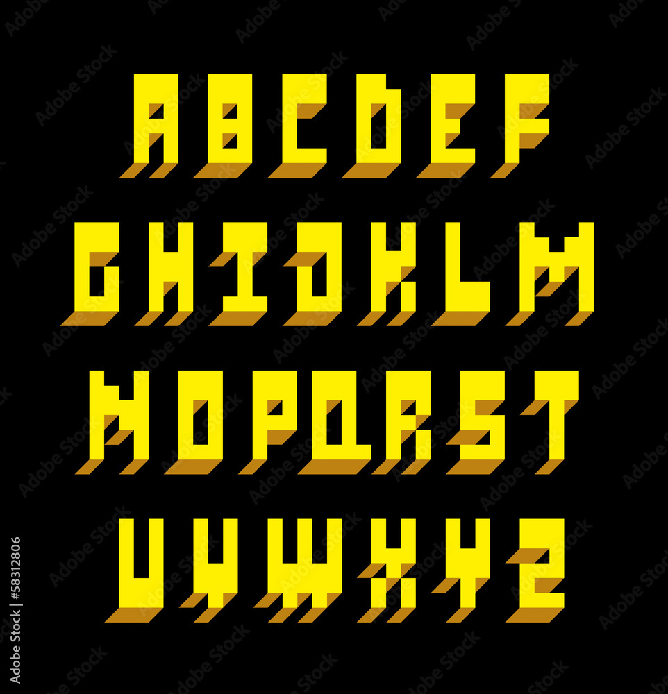3d font type. Vector alphabet