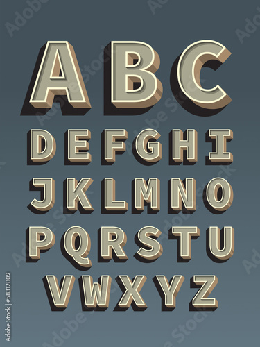 Vector retro type font. Vintage alphabet