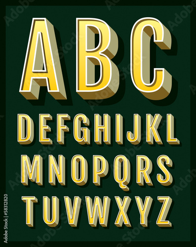 Vector retro type font. Vintage alphabet