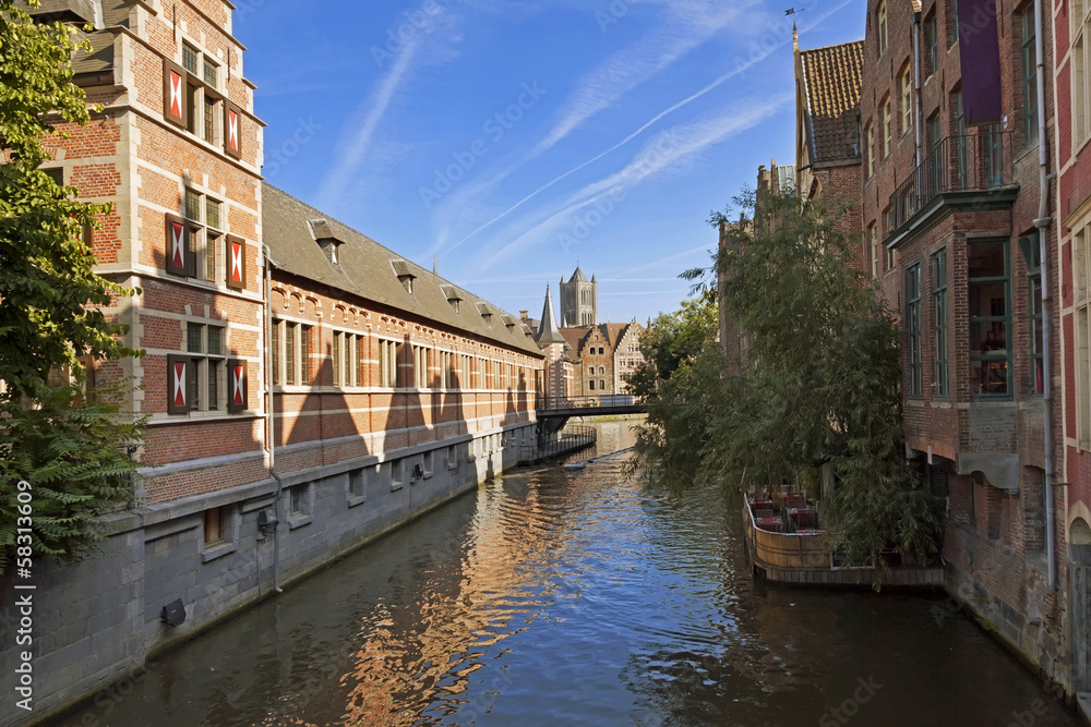 River channel and buildings in Gent