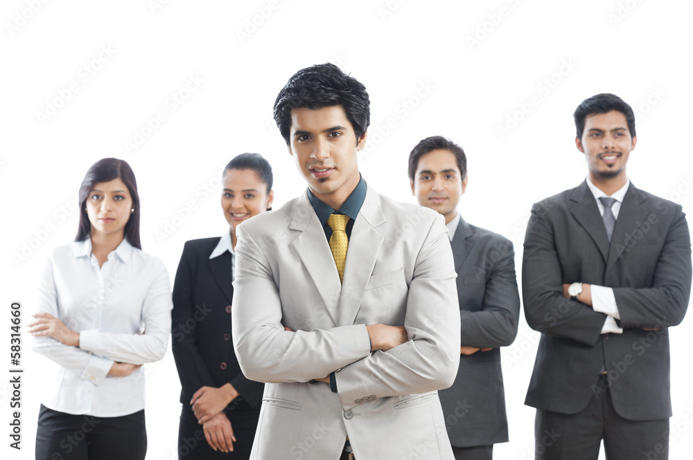 Portrait of five business executives