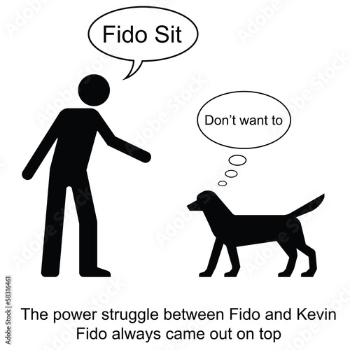 Kevin commands Fido to sit