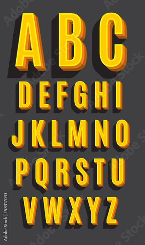 Vector retro type font. Vintage alphabet