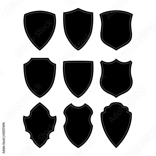 Black and white shield silhouette