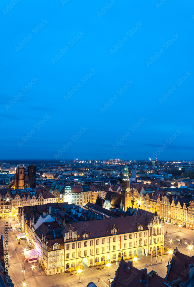 Wroclaw's Main Square (Poland) at night