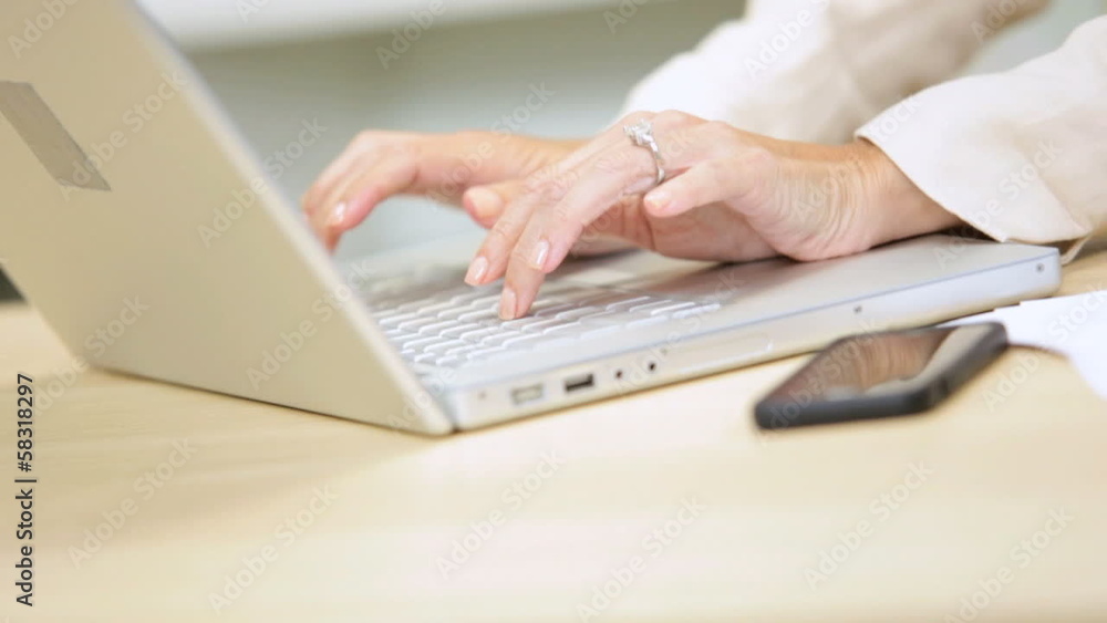 Hands Female Caucasian Business Advisor Working Home Hands Female Caucasian Business Advisor Working Home