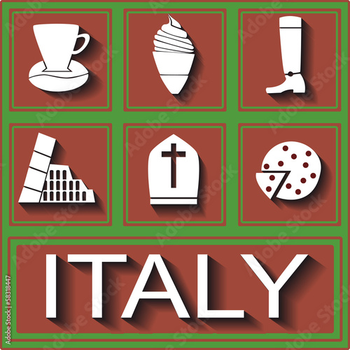 Icons symbols of Italy