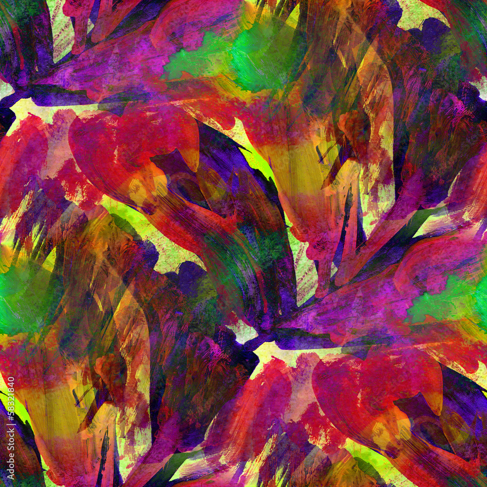 seamless painting purple red green yellow watercolor with bright