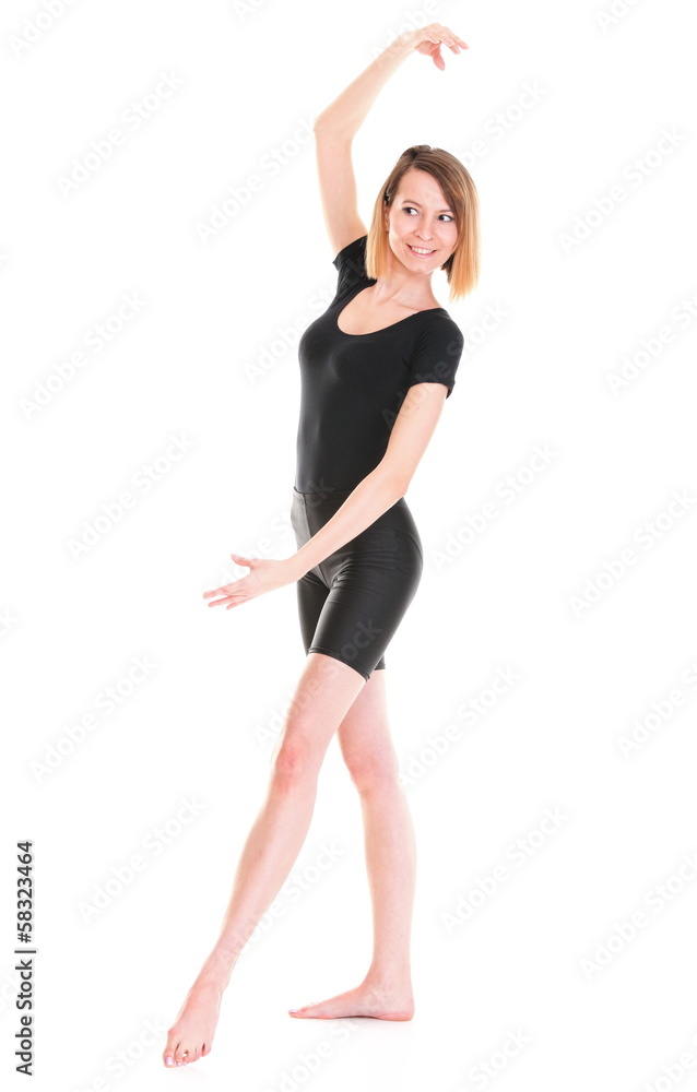 Sport Young woman doing exercise isolated on white Sport Young woman doing exercise isolated on white