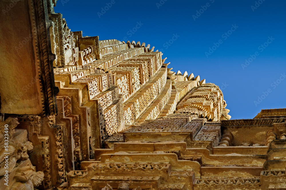 Top of Vishvanatha Temple, Khajuraho, India - UNESCO site.
