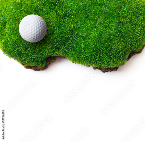 Golf ball on green grass field.