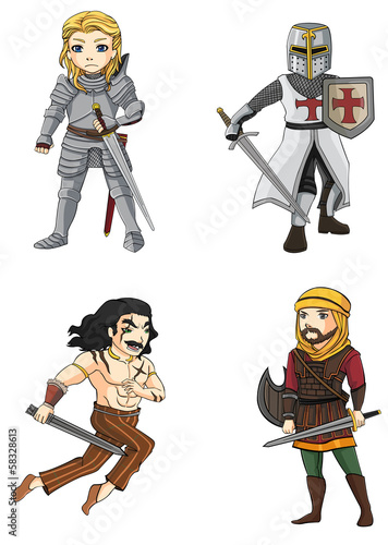 Warriors from various culture set 4 (vector)
