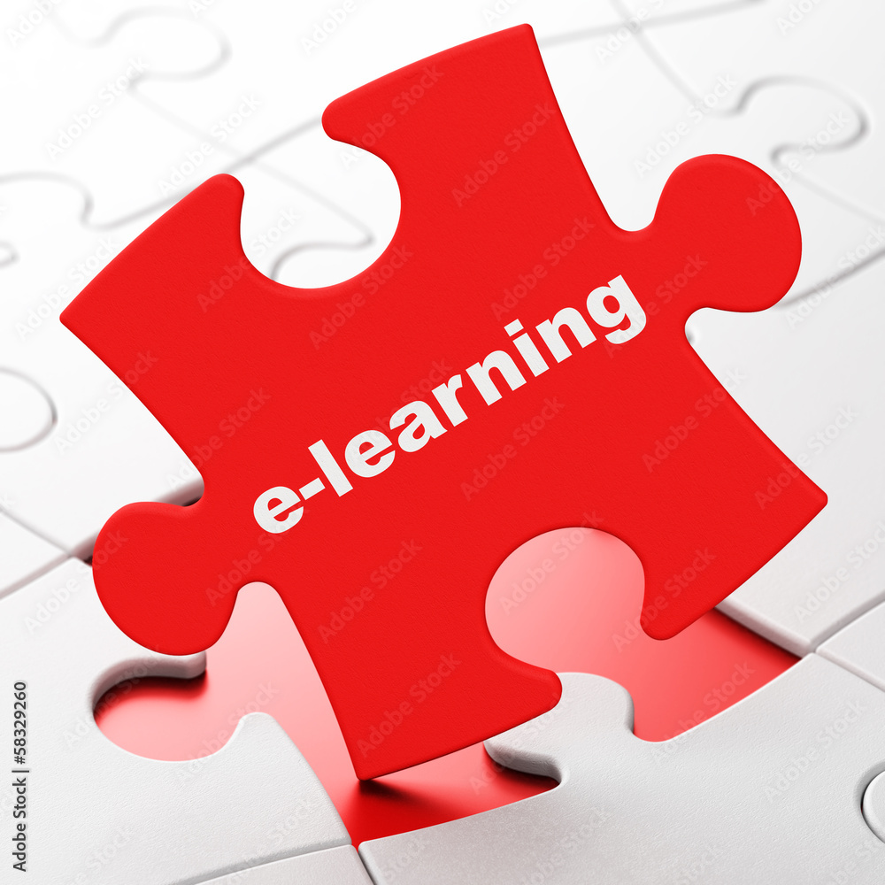 Education concept: E-learning on puzzle background Education concept: E-learning on puzzle background