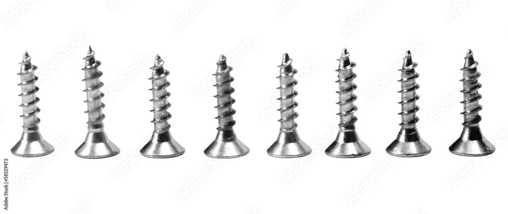 Close-up of screws arranged in a row Close-up of screws arranged in a row