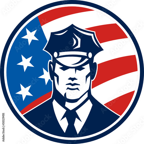 American Policeman Security Guard Retro
