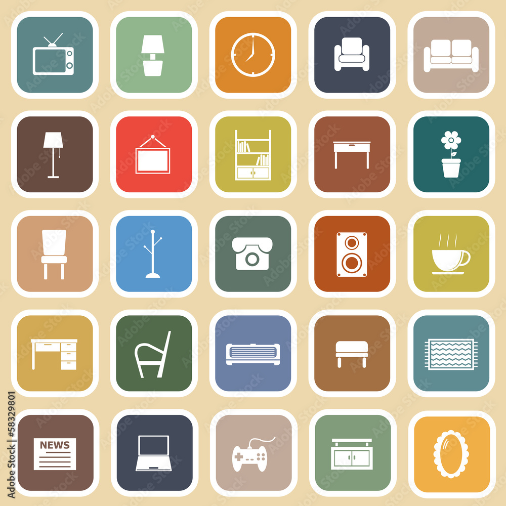Living room flat icons on light background Living room flat icons on light background