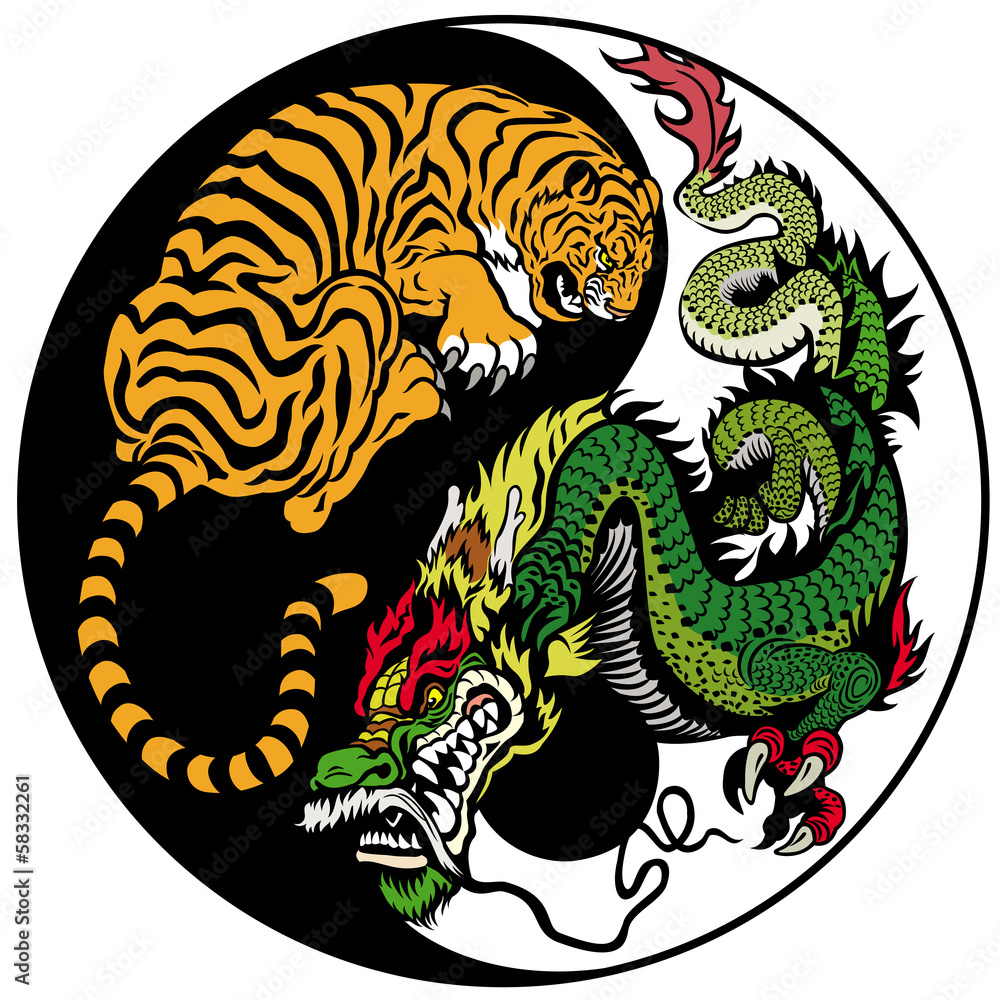 dragon and tiger yin yang symbol Stock Vector | Adobe Stock