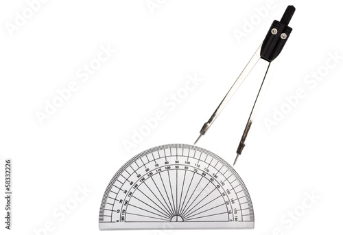 Close-up of a divider and a protractor
