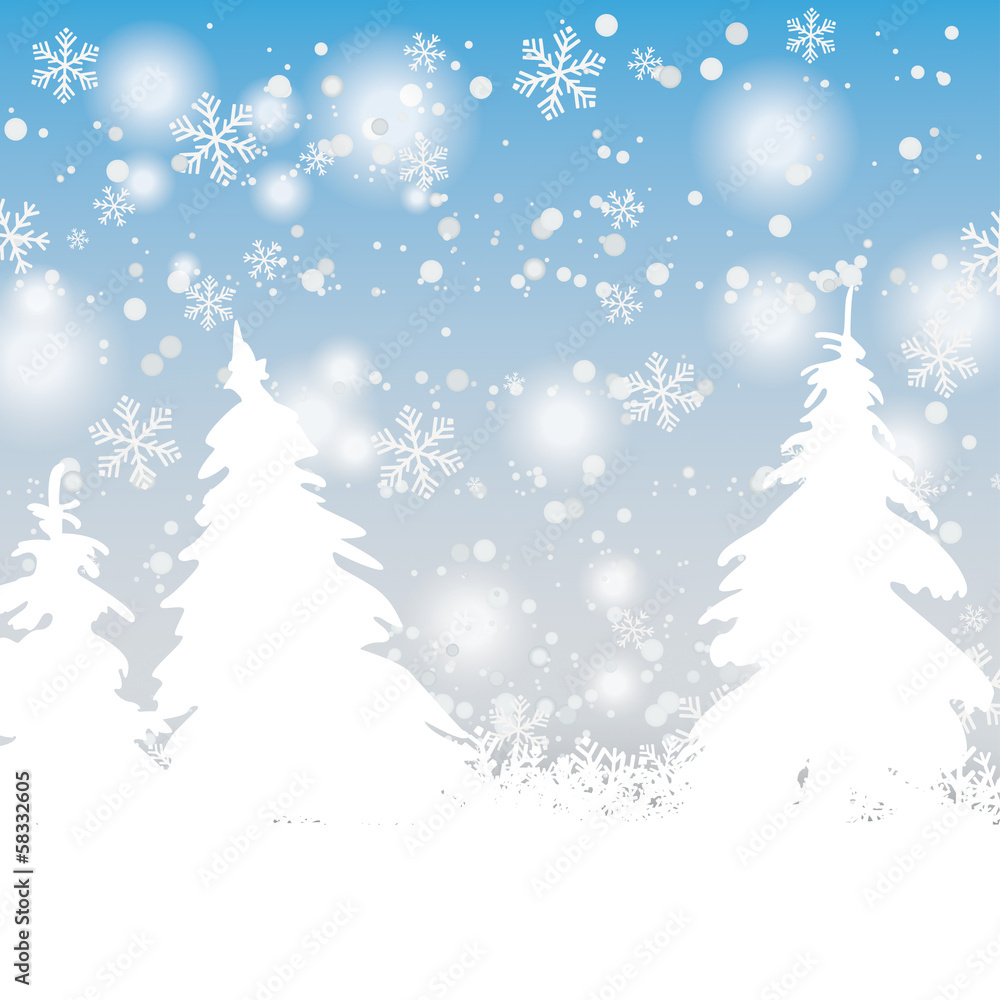 Snow Trees Christmas Background