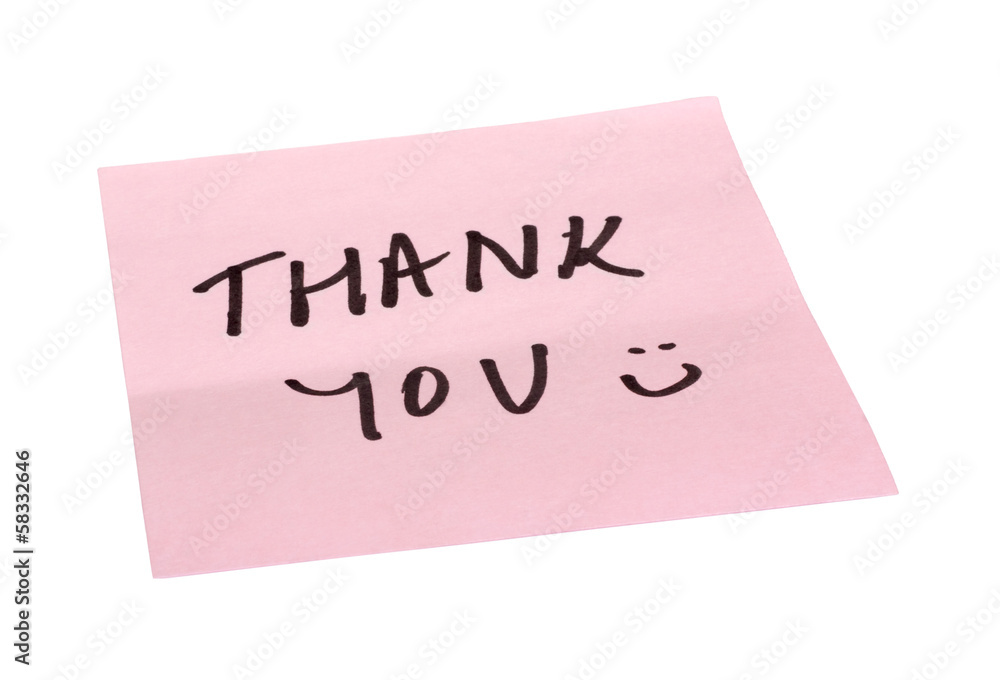 Text Thank You written on an adhesive note Text Thank You written on an adhesive note