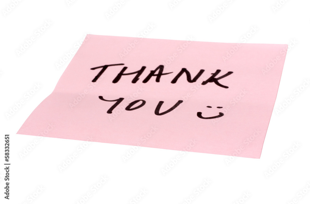 Text Thank You written on an adhesive note Text Thank You written on an adhesive note